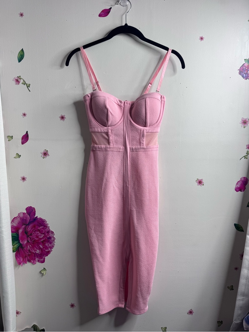 Material Girl Light Pink Bustier Midi Dress